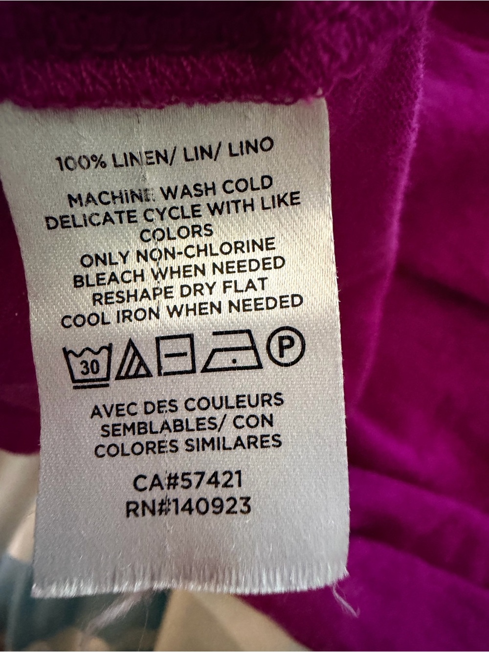 Linen V-Neck Tank Top - Magenta - Picture 4 of 4